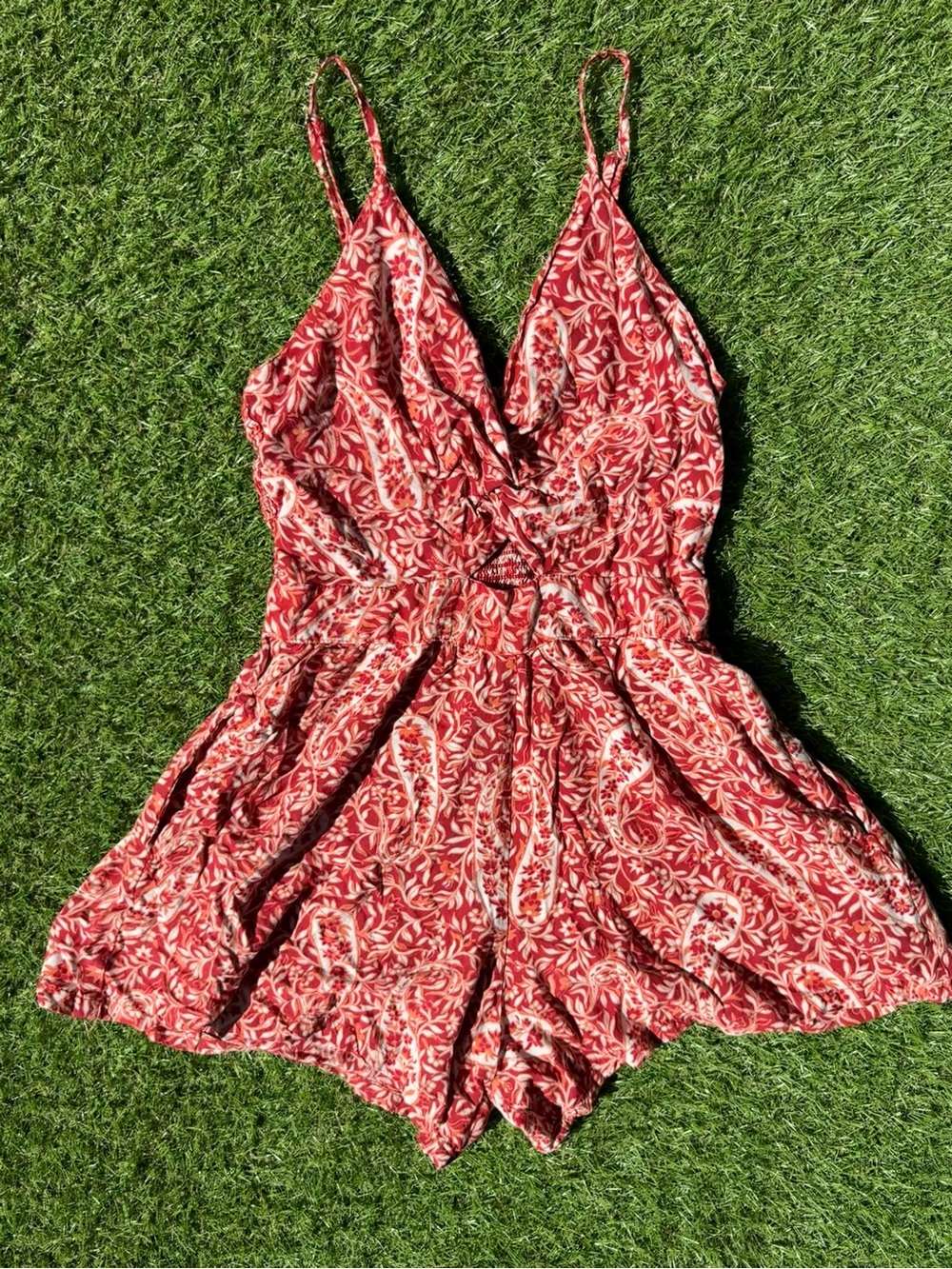 Red with White Detailing Summer Romper